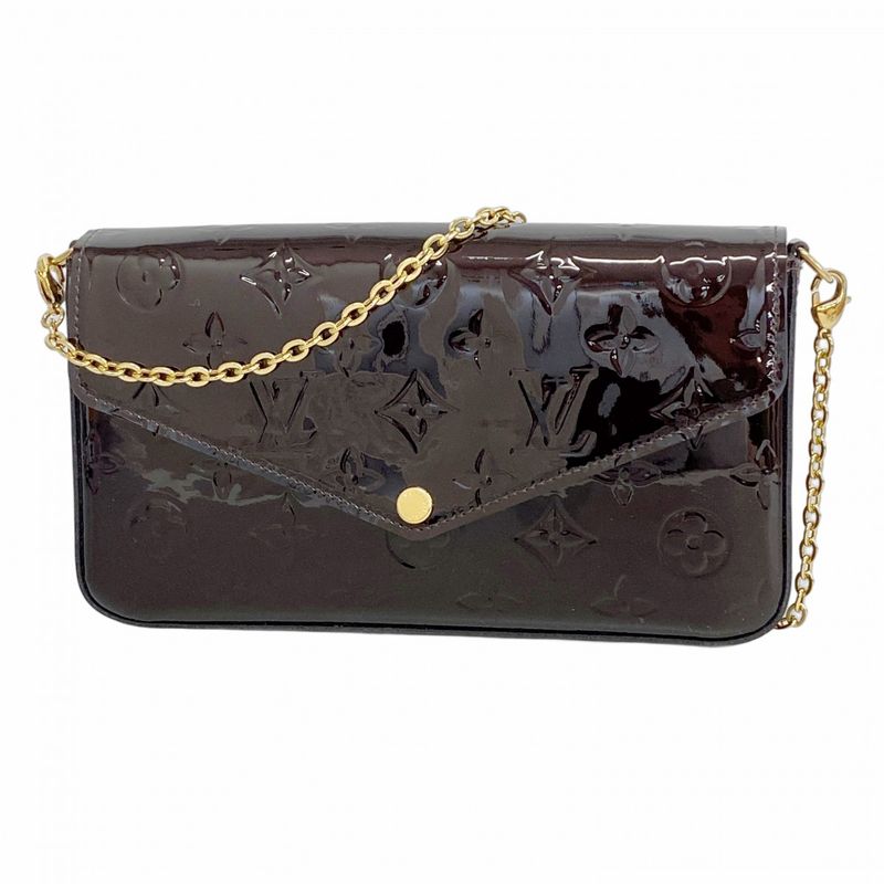 Louis Vuitton Shoulder Wallet Vernis Pochette Felicie M61267 Amarante Women's