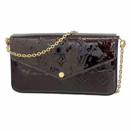 Louis Vuitton Shoulder Wallet Vernis Pochette Felicie M61267 Amarante Women's