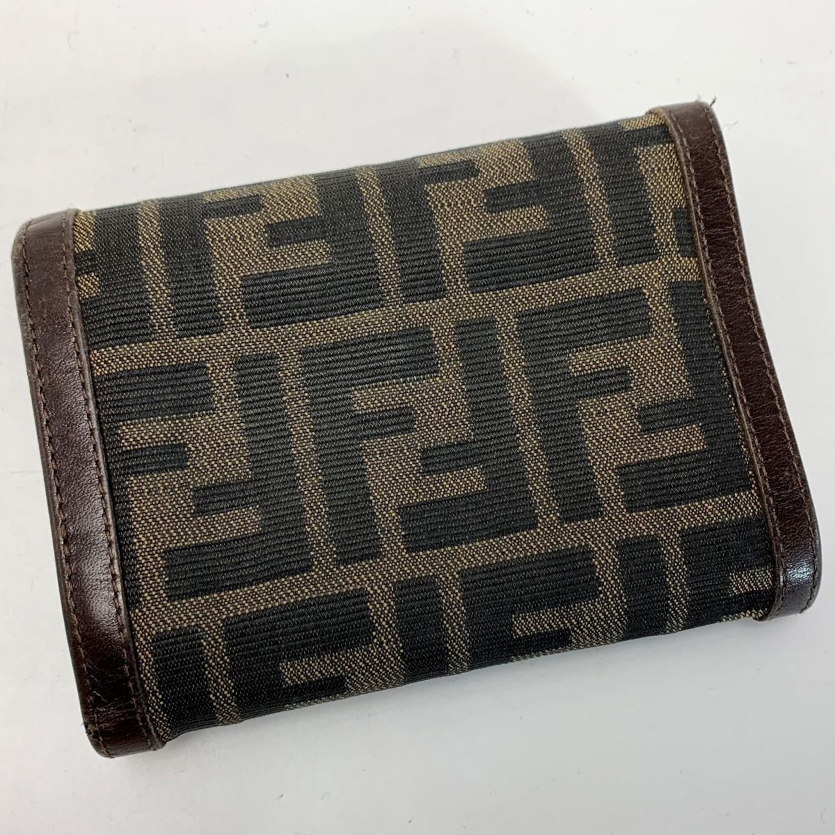 Fendi Zucca Jacquard Canvas Brown Trifold Wallet Men's Women's