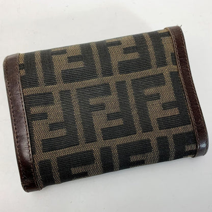 Fendi Zucca Jacquard Canvas Brown Trifold Wallet Men's Women's