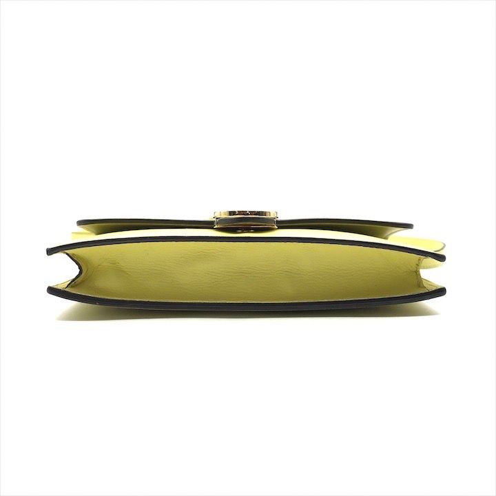 Gucci Interlocking 2-Way Shoulder Bag Wallet Lime Yellow Leather