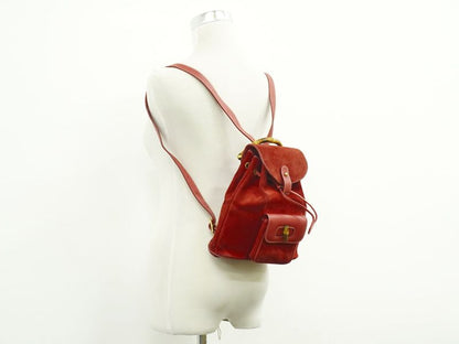 Authentic Gucci Bamboo Mini Backpack Sac Backpack Suede Leather Red Bamboo Bag