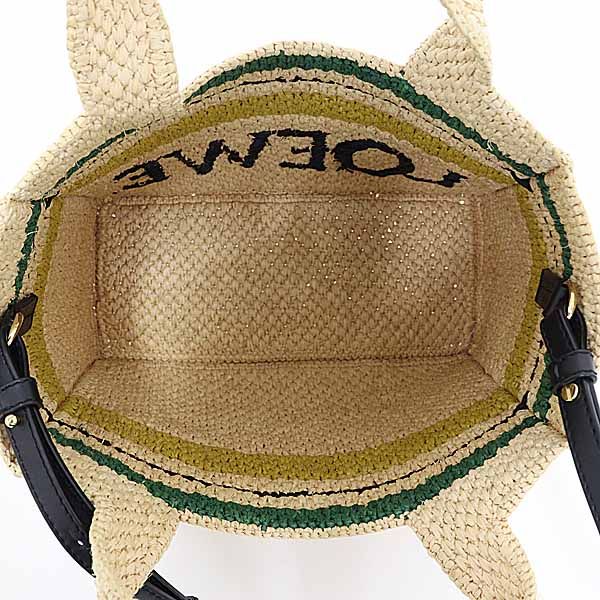 Loewe Font Tote Small Raffia Stripe Tote Bag Shoulder Bag 2WAY Rank A