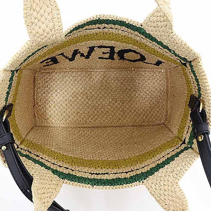 Loewe Font Tote Small Raffia Stripe Tote Bag Shoulder Bag 2WAY Rank A