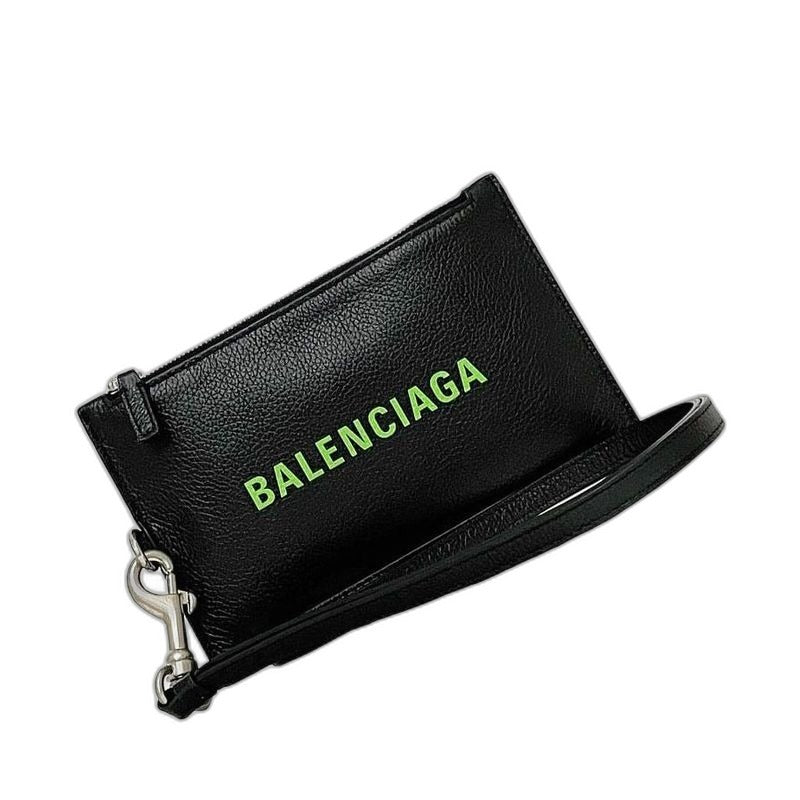 Balenciaga Pass Case Black Leather Pouch