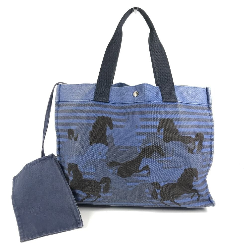 Hermes Shoulder Bag Chevoin Cotton Blue Black