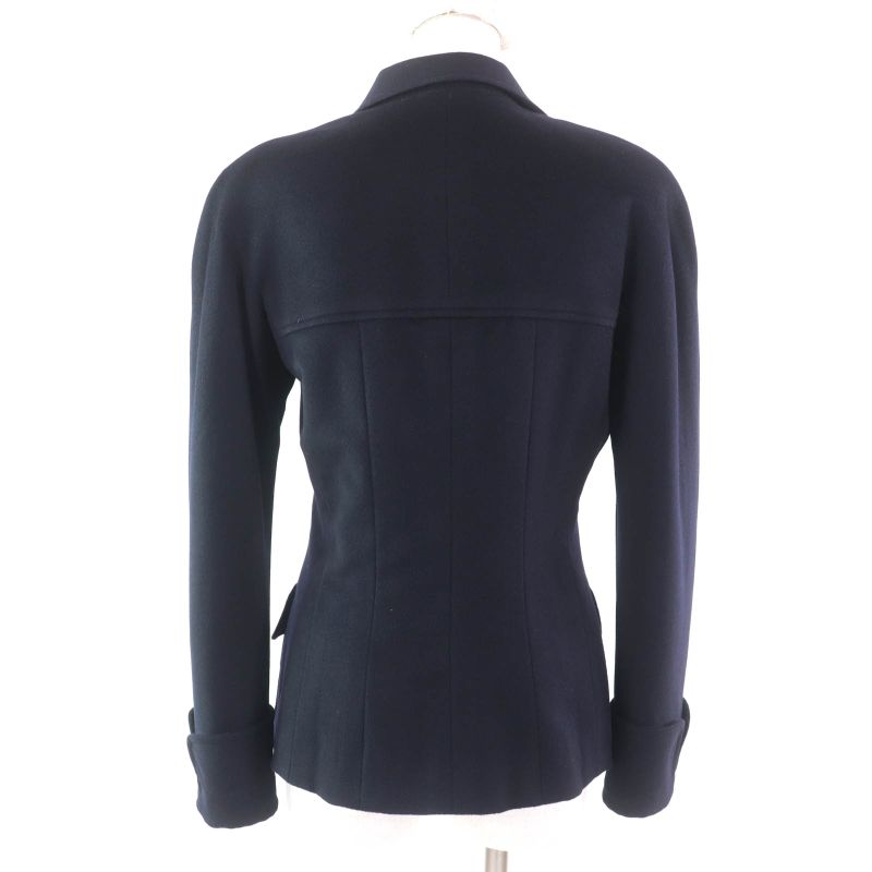 CHANEL 98A P12245 100% Cashmere Jacket With Coco Mark Buttons Dark Navy 38 Made