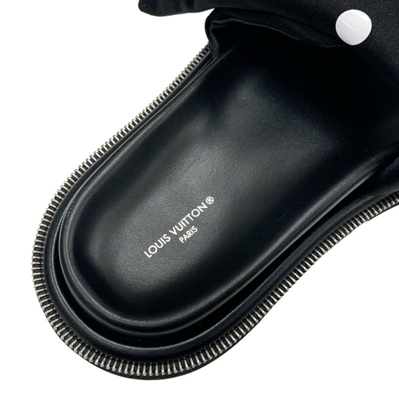 Louis Vuitton Pool Pillow Line Sandals Shoes Satin Black White Flat Sandals Dots