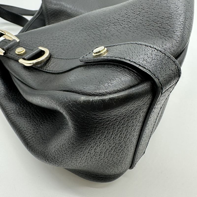 Gucci 130736 Shoulder Bag Tote Bag Leather None Land Black Ladies Men Fashion