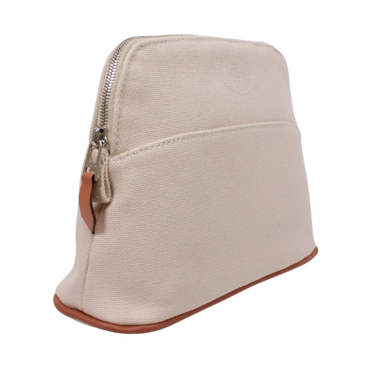 Hermes Bolide Mini Toile Ash Leather Brown Beige Pouch Silver — view 2