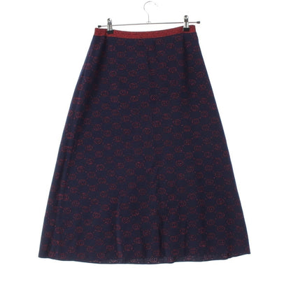 Gucci Interlocking Lame Knit Skirt Navy Red