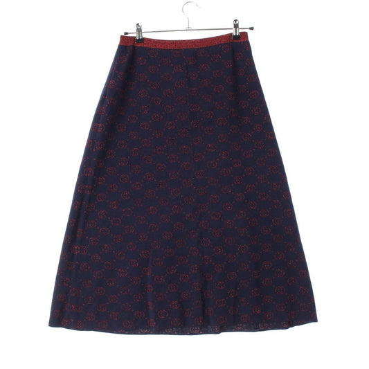 Gucci Interlocking Lame Knit Skirt Navy Red