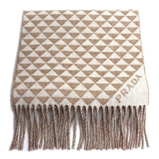 Prada Symbol Double Scarf Sand White