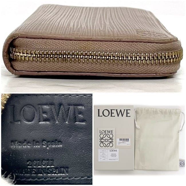 Loewe Round Zipper Long Wallet Pink Linen