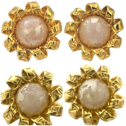 Chanel Earrings Gold White Accessories GP