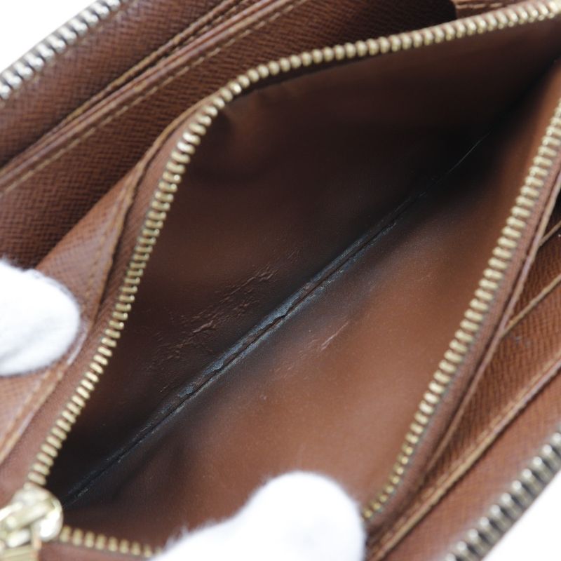 Louis Vuitton Zippy Wallet M42616 Monogram Canvas Brown Ca0096 Unisex Long