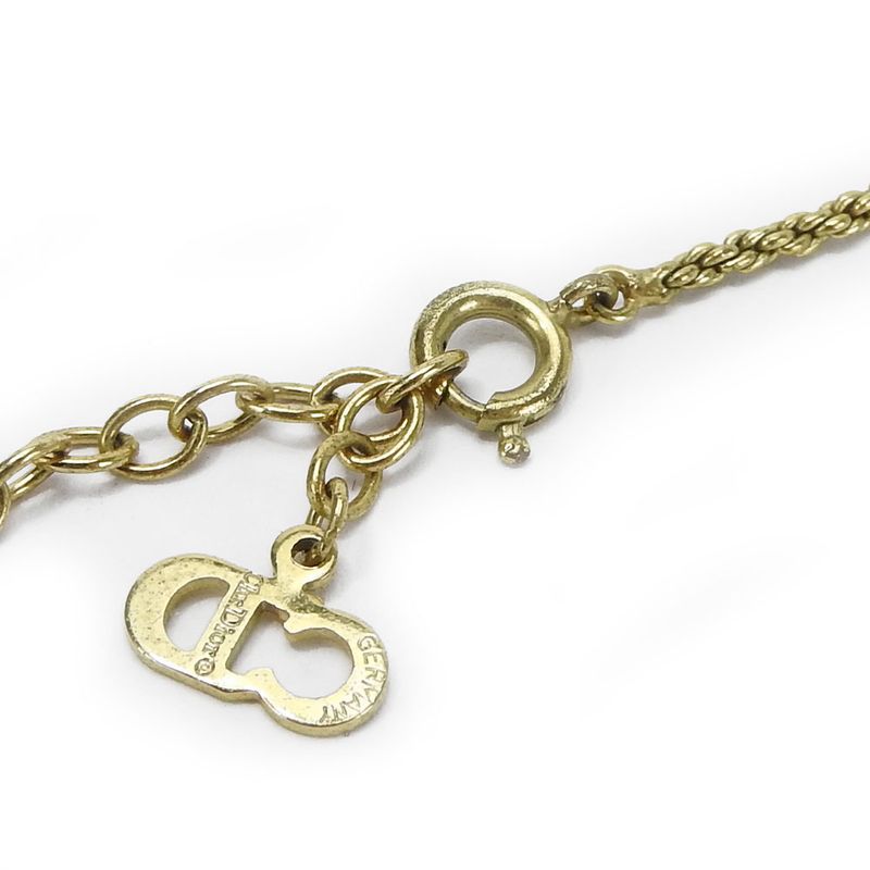 Christian Dior Necklace Metal Gold Plated Accessories CD Logo Ladies Women