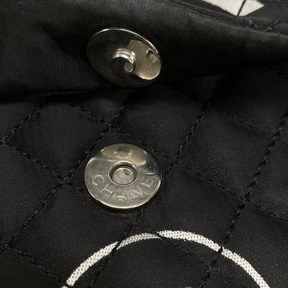 Chanel Shoulder Bag Matelasse Black And White Flap Bag / Silver Hardware /