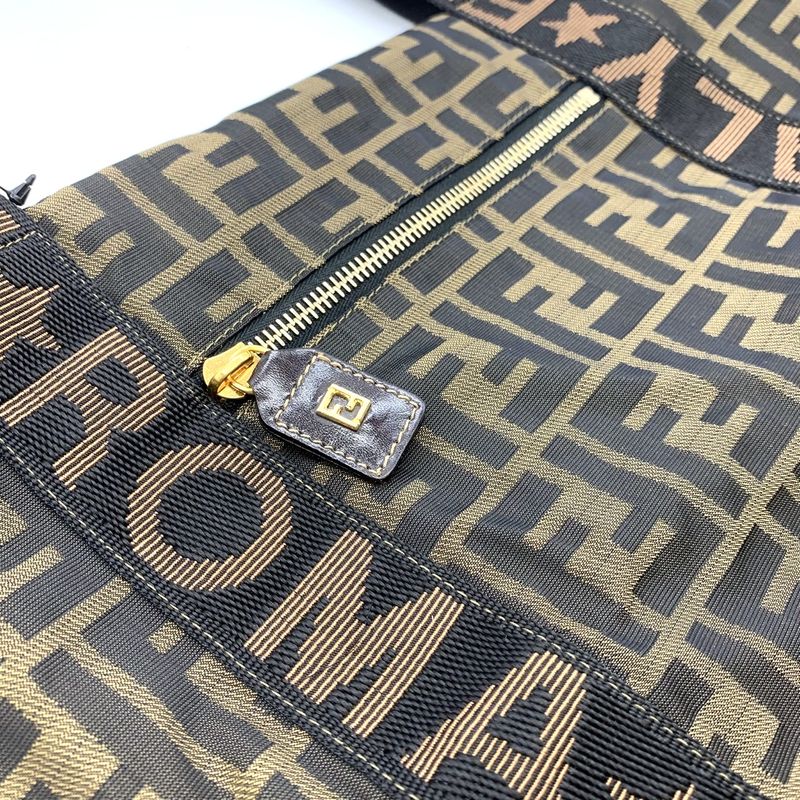 Fendi Zucca Boston Bag Nylon Brown Women Men