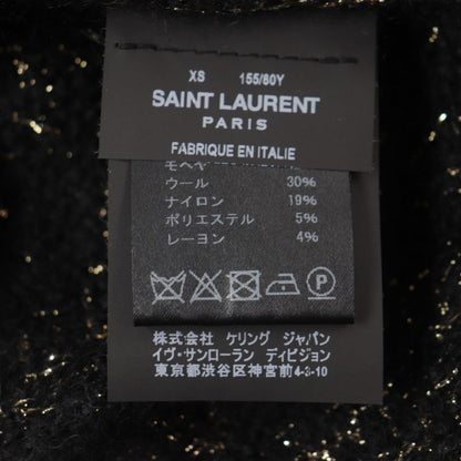  Saint Laurent Paris 536675 Mohair Wool Allover Crewneck Knit Sweater Black