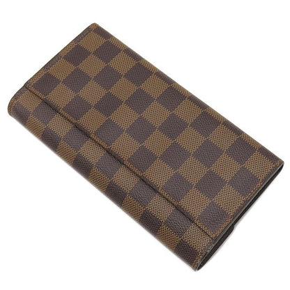 Louis Vuitton Long Wallet Portefeuille Sarah Damier Canvas Damier Ebene Gold