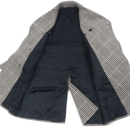 Hermes Wool Sheepskin Glen Check Belted Coat Brown 46 Genuine