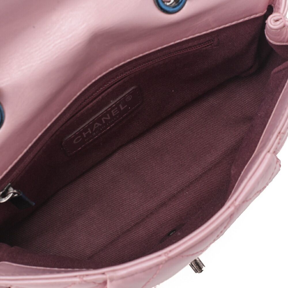 Chanel Chain Shoulder Bag Matelasse Vintage Calf Mini Pink Silver Hardware