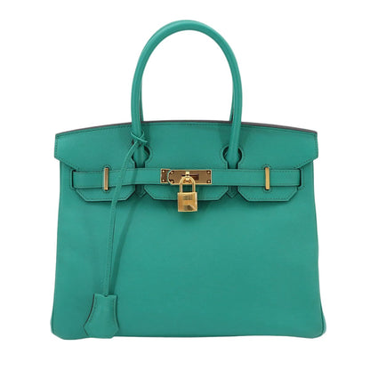 Hermes Birkin 30 Epsom Blue Paon Hand Bag Gold