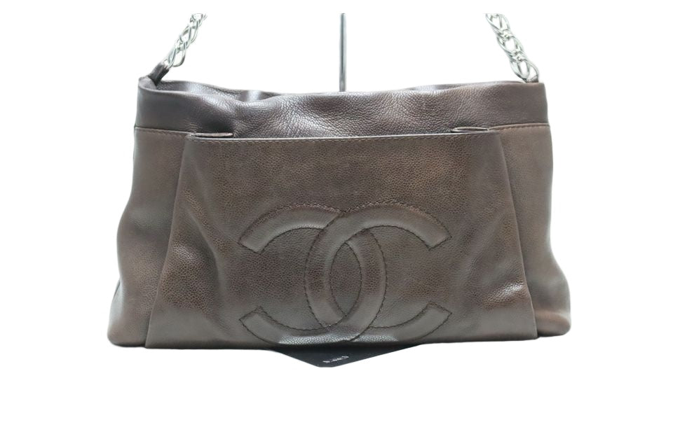 Chanel Jumbo CC Logo Caviar Leather Shoulder Bag