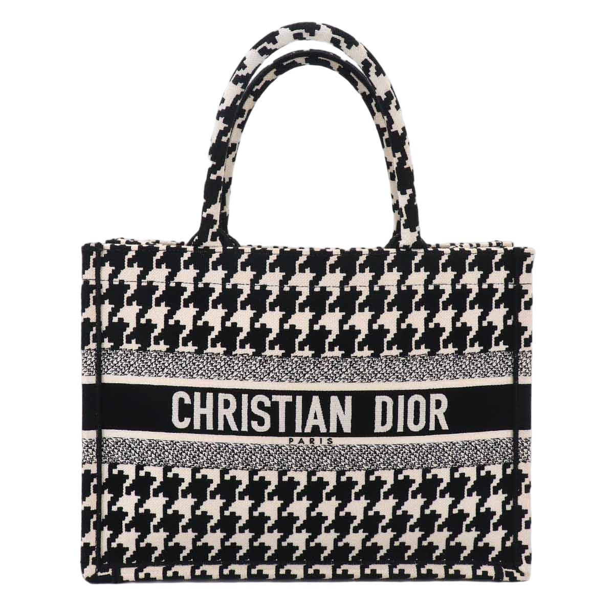 Dior Book Tote Canvas Black Houndstooth