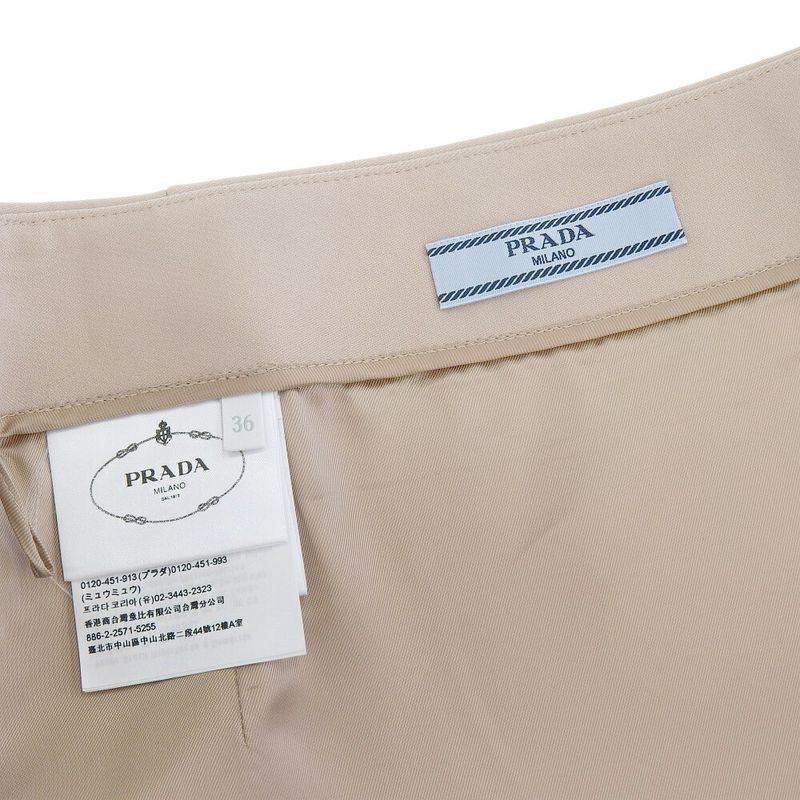 Prada 2020item Stretch Wool Knee Length Wrap Skirt 36 Women's Beige Pink