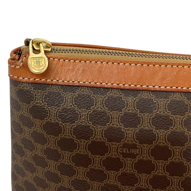 Celine Second Bag Brown Macadam Clutch Bag PVC Leather