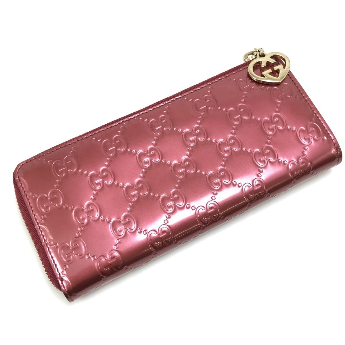 Gucci L-Shaped Zip Long Wallet 295671 Metal Pink Red System