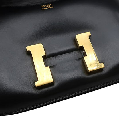 Hermes Shoulder Bag Constance 24 Box Calf Black Gold Hardware Black D Engraved