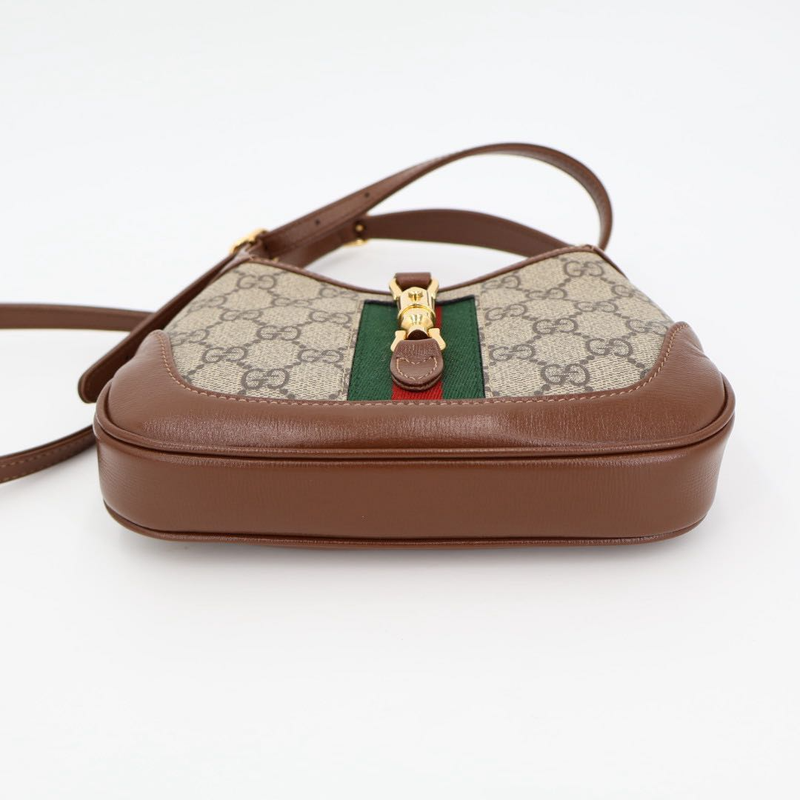 Gucci Jackie 1961 Mini Bag Beige And Brown GG Supreme Canvas And Leather 637092