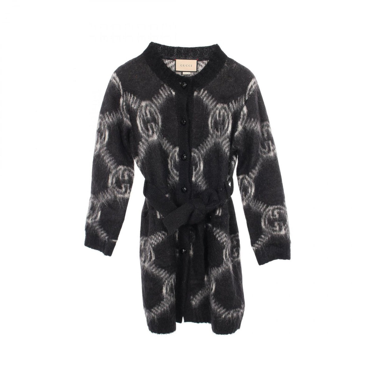 Gucci Cardigan GG Logo White Xbk Wool Long