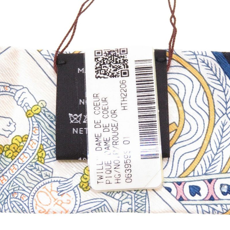Hermes Twilly Bijoux Pique Queen Of Hearts DAME DE Coeur Silk Black Red Black