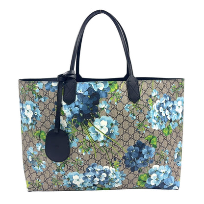Gucci GG Blue Mus Reversible Leather Navy Beige Tote Bag