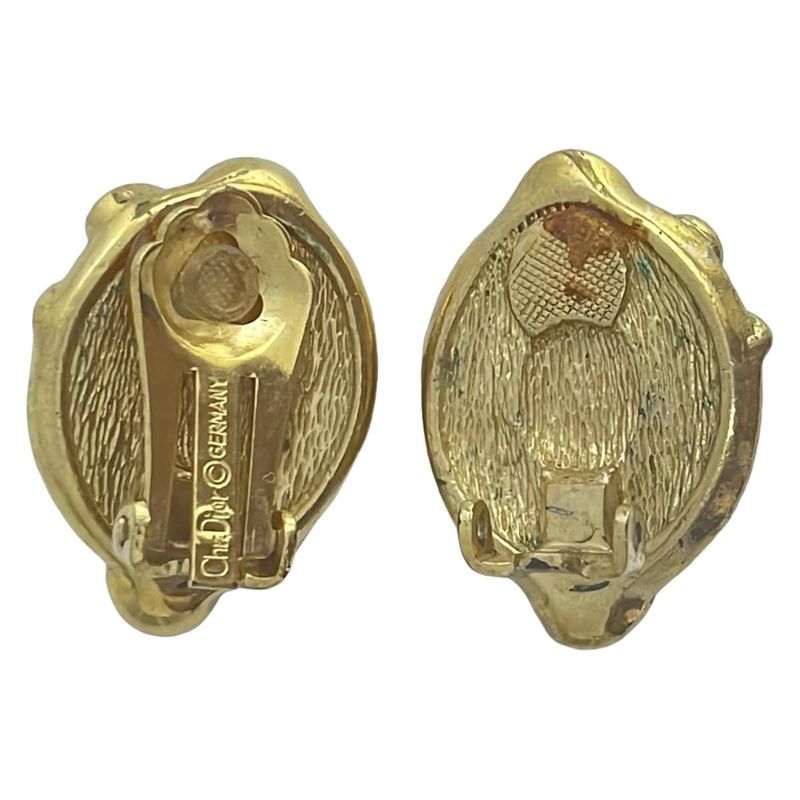 Dior/christian Dior Earrings - Gold And White