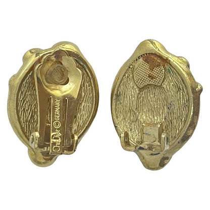 Dior/christian Dior Earrings - Gold And White