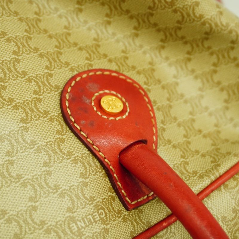 Celine Handbag Macadam PVC Beige Red Gold Hardware Women