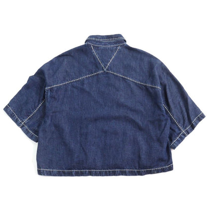 Bottega Veneta 21SS 659272 Lyocell Oversized Cropped Denim Shirt Indigo Blue 46