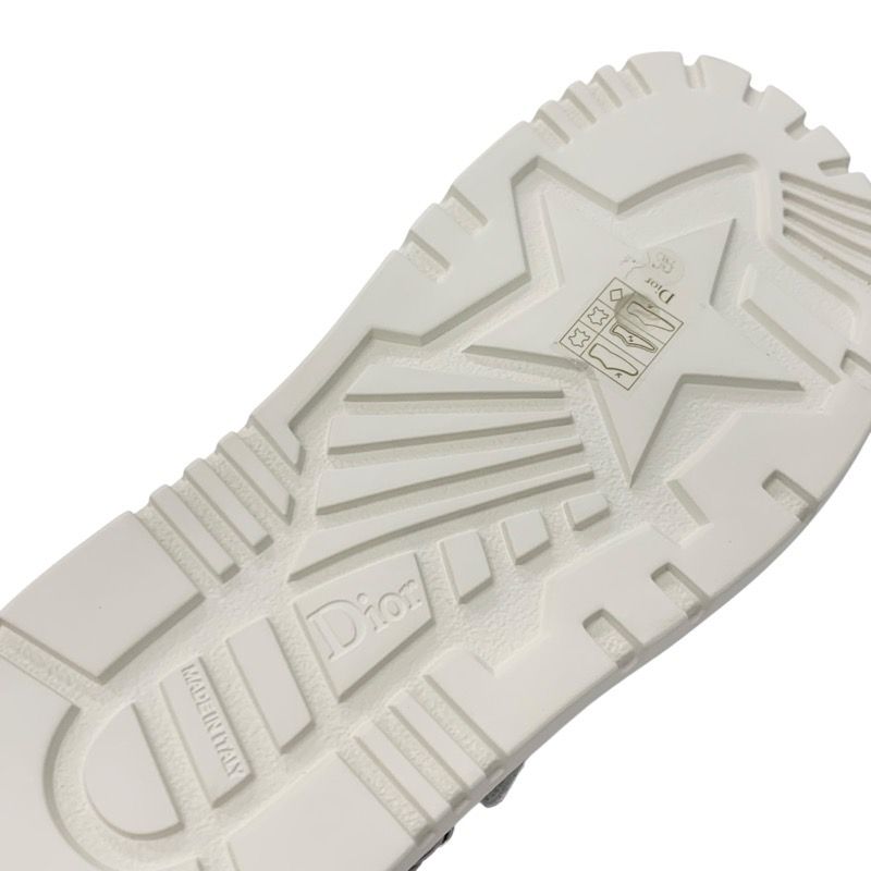 Christian Dioract Sandals Shoes Leather Metallic Silver Unused Logo Lambskin