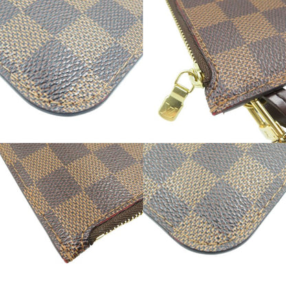 Louis Vuitton Damier Neverfull Pouch For PM Damier Canvas Gold Hardware Brown