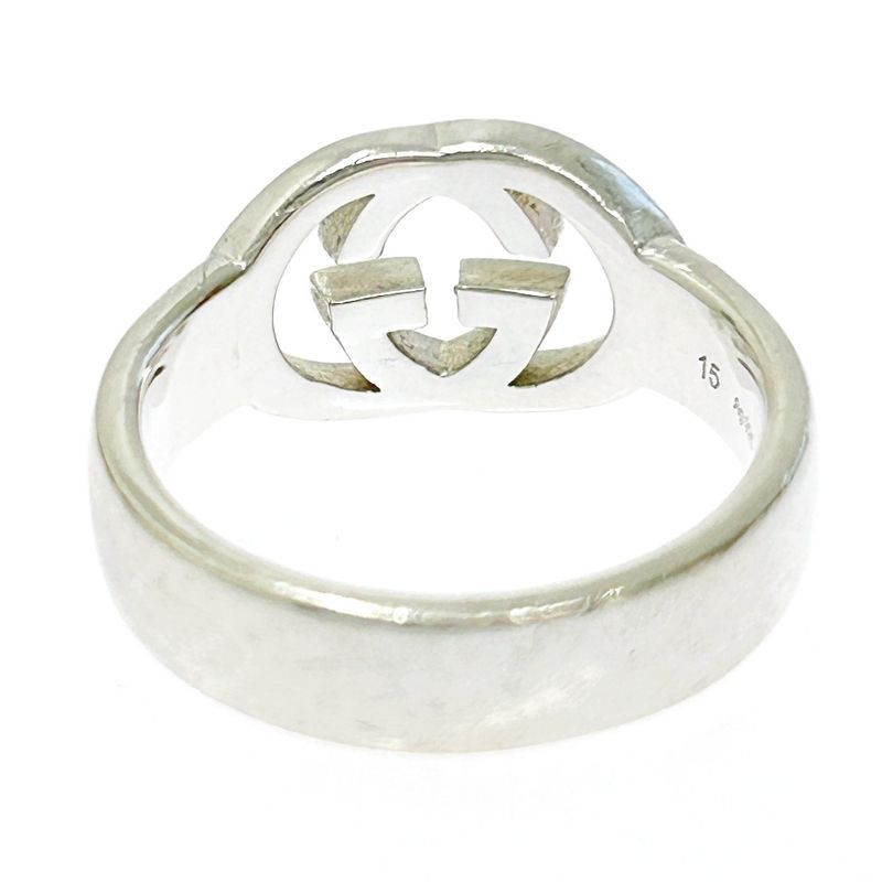 Gucci Silver Interlocking G Ring 5.4g 925 Engraved 304649 Ring with Box