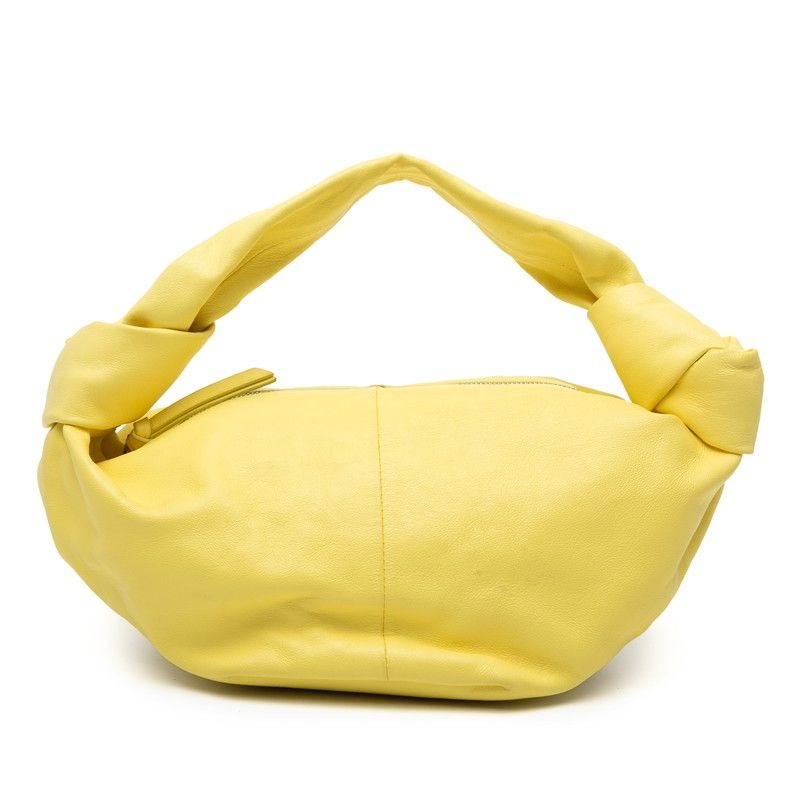 Bottega Veneta Double Knot Mini Handbag Yellow Leather Women's
