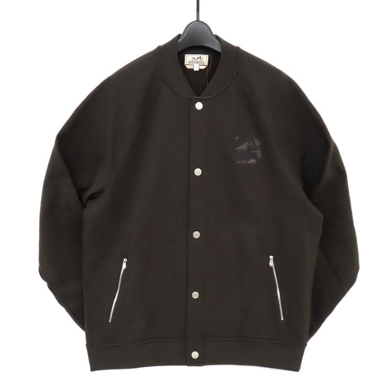 Hermes Cotton Teddy Blouson Jacket ha Serie Button Khaki XL