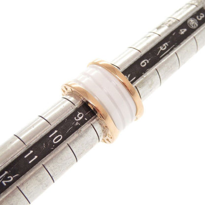 Bulgari B-zero1 4 Band 18K Pink Gold 750pg White Ceramic #49 Ping Gold Ring