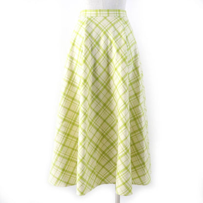 Christian DIOR 21AW 141j46a1342 100% Wool Logo Buckle Checkered Flared Skirt