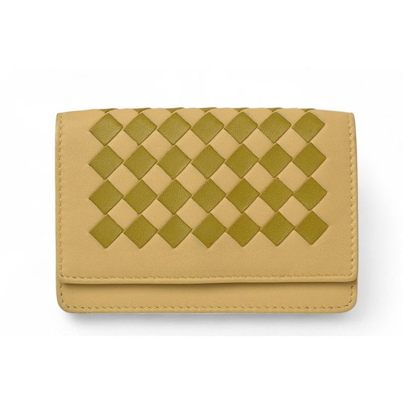 Bottega Veneta Coin Case Intrecciato Leather Beige Khaki Multi
